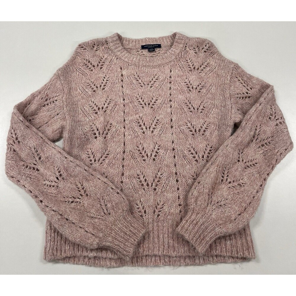 Women's American Eagle Light Pink Knit Sweater Cropped Fit, Small